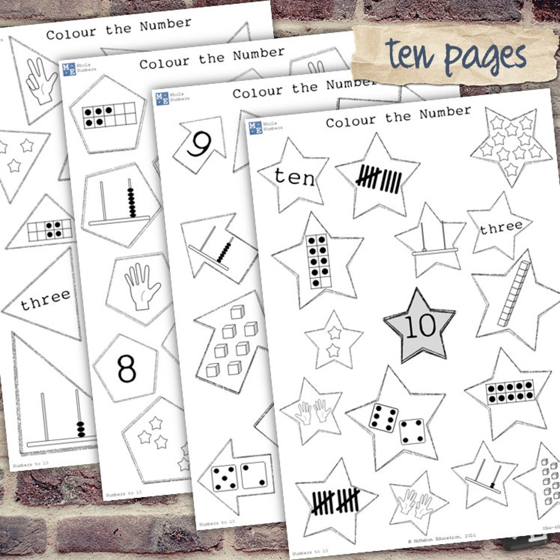 Kindy Prep Mathematics Whole Numbers NUMBERS TO 10 Shade Colour the