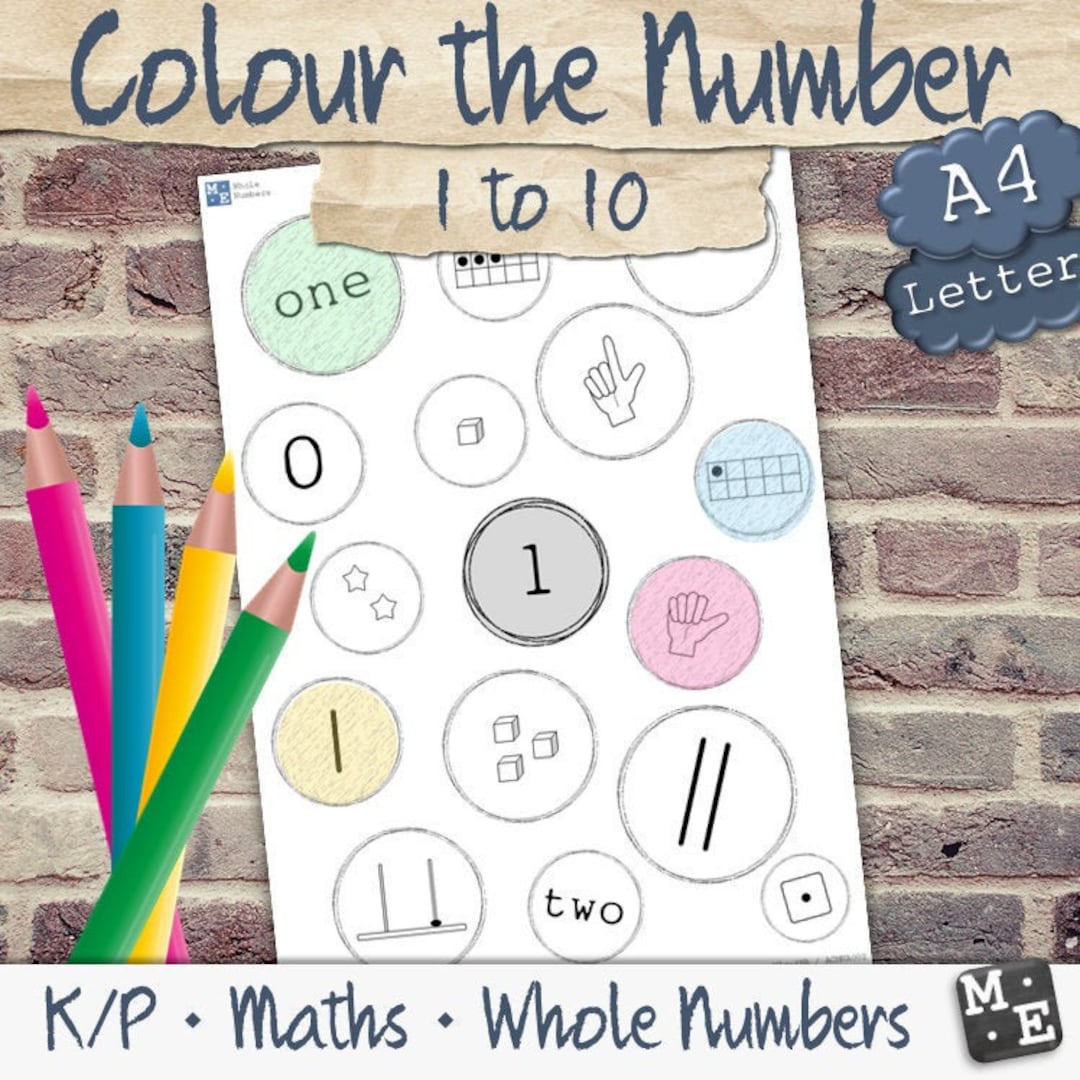 Kindy Prep Mathematics Whole Numbers NUMBERS TO 10 Shade Colour the