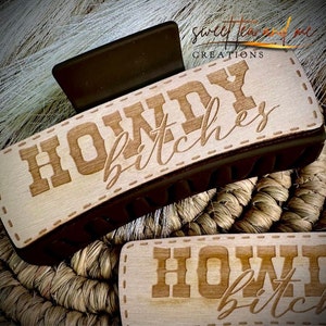 Hair Clip SVG File, Hair Claw Clip, Digital File, Howdy B&#39;s, Western Design