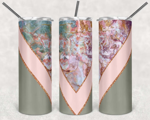 Blush Pink and Sage Green Alcohol Ink Design 20oz Sublimation Tumbler  Digital Download