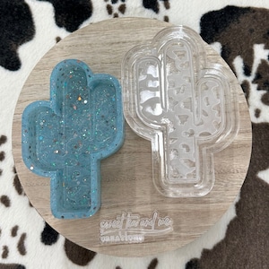 Cowprint Cactus Freshie Mold, Western Freshie Mold, Silicone Mold, Freshie Mold
