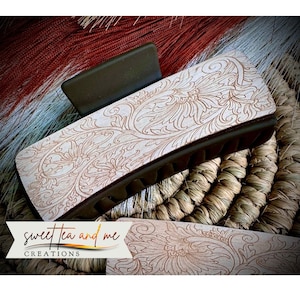 Hair Clip SVG File, Hair Claw Clip, Digital File, Tooled Leather SVG