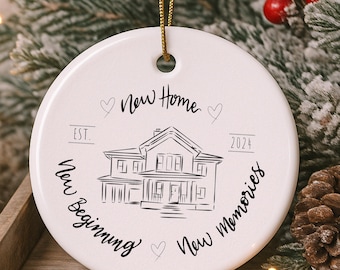 New Home Ceramic Ornament for New Home Owners, Newlyweds, and Friends
