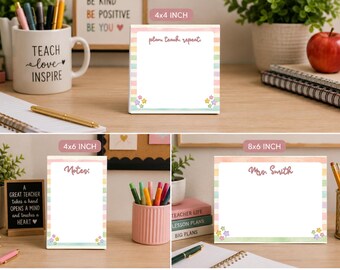 Personalized Name Notepad Set for Teacher for Back to School | Post-it Note Pad, Teacher Notes