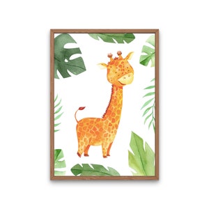 Kinderzimmer Poster Giraffe im Dschungel, Babyzimmer Dekoration, Dekoration für Kinder