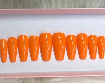 Electric Orange Press On Nails - Acrylnagels nepnagels kunstnagels lente zomer