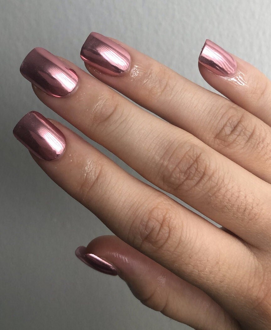 Pink Chrome Nails - Etsy