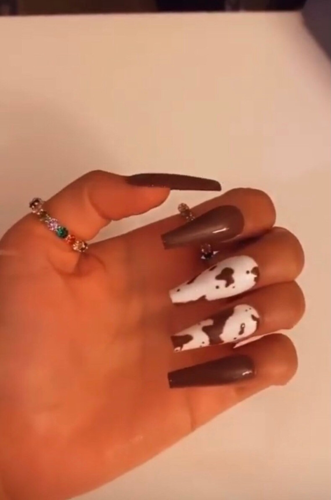 Brown Cow Print Press On Nails Glue on nails False nails | Etsy