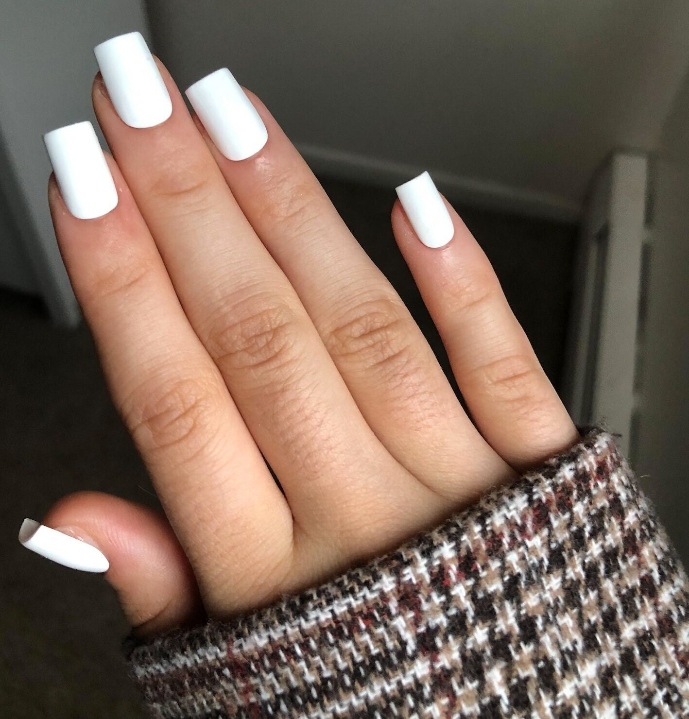 CLEAN GIRL: White Press on Nails Gel Acrylic Fake False - Etsy