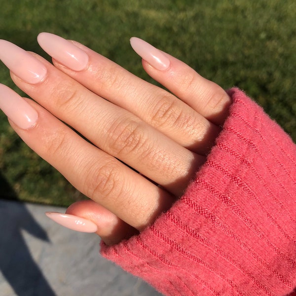 TRENDSETTER: Nude Press On Nails- gel acrylic fake false almond