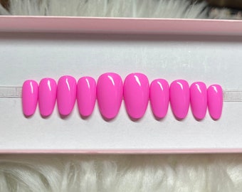 ULTRA: Pink Press On Nails - spring summer vacation short almond acrylic gel