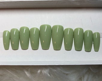 Sage Green Press On Nails | Glue on nails False nails Spring Summer nails