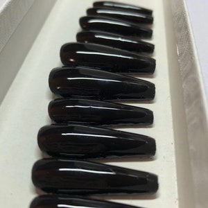 MIDNIGHT- Black Press On Nails | Glue on nails False nails Spring Summer nails | Glue on nails False nails Spring Summer nails short square