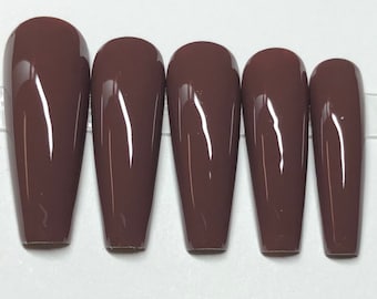 HOT COCOA- Brown Press On Nails | Glue on nails False nails Spring Summer nails