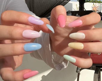 GELATO - rainbow pastel press on nails fake acrylic spring summer false