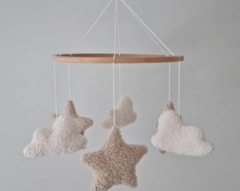 Boucle Dreams Mobile | Boucle Star Cloud Moon Mobile | Boucle Mobile | Baby Shower Gift | Neutral Baby Mobile | Crib Mobile | Cot Mobile