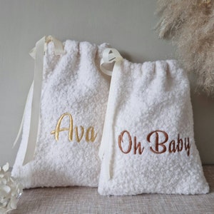 Bouclé Bag | Boucle Baby Bag | Personalised | Drawstring Bag | Baby Shower Gift | Neutral Bag | Cream Boucle | Handmade | Customised Bag