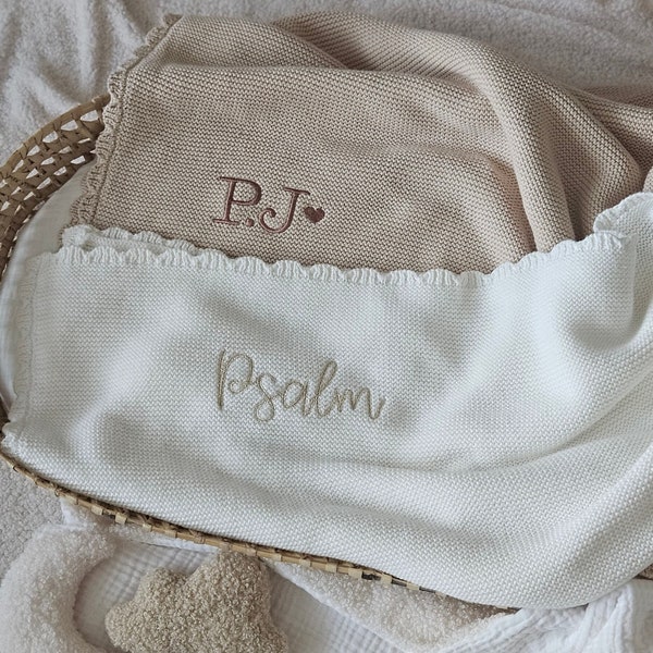 Personalised Knitted Baby Blanket | Heirloom Blanket | Organic Cotton | Pram Blanket | Knit Nursery Blanket | Baby Shower Gift | Baby Gift