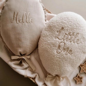 Baby Announcement Balloons | Boucle Balloon | Boucle Cushion | Linen Cushion | Personalised | Nursery Decor | Baby Shower Gift | Wall Decor