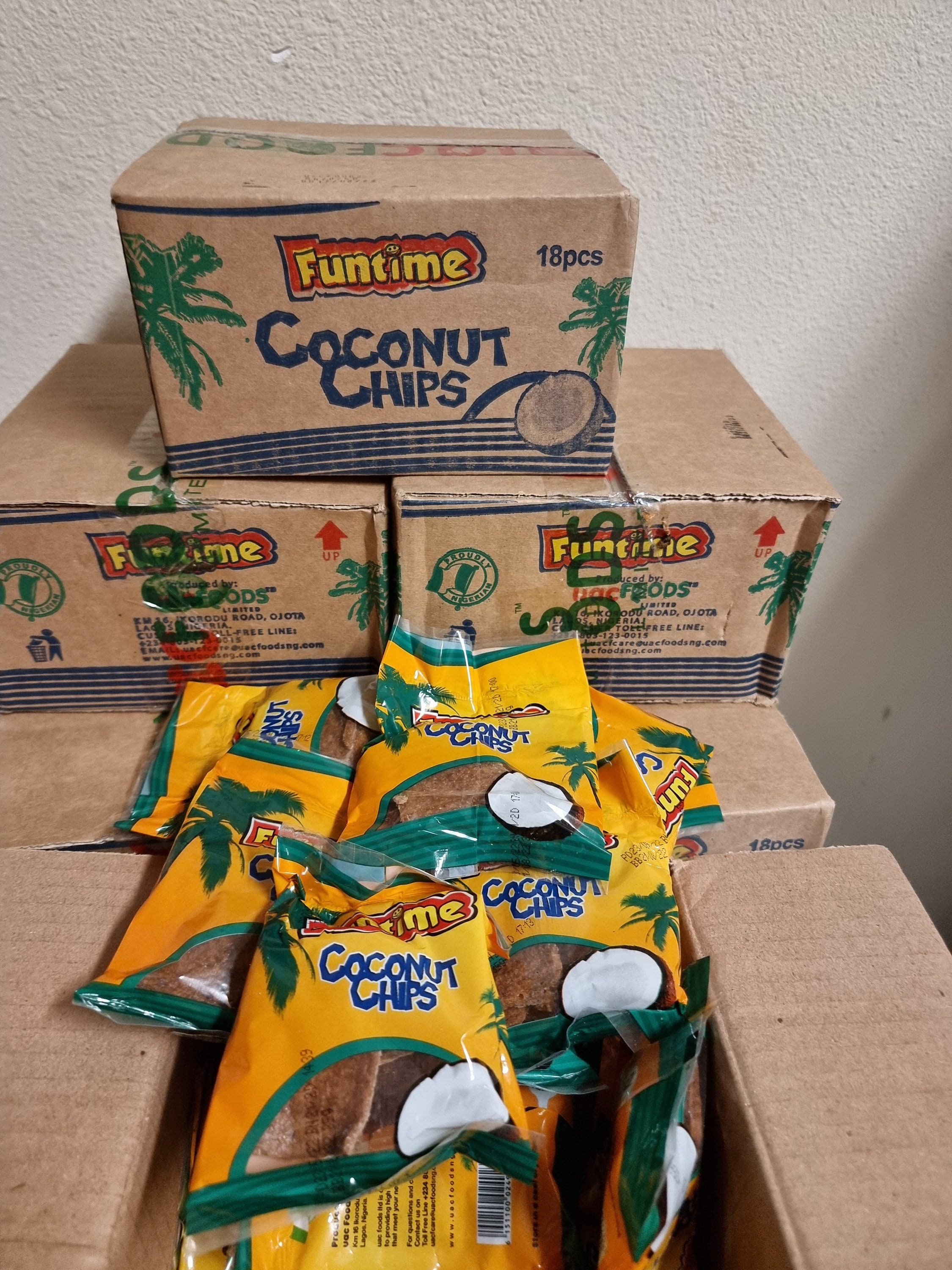 Funtime Coconut Chips Pack of 10/pack of 18 Available and Ships Next