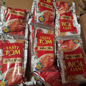 Tasty Tom Party Jollof Mix and Gino Party Jollof Mix/ Tomato Seasoning Mix/ Jollof Paste/ Tomato Paste  7pieces