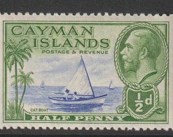 Îles Caïmans 1935 1/2 j Bateau-chat Timbre King George V et motifs locaux M/N/H