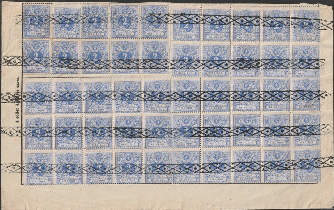 Belgium Belgique 1869 1880 Definitive Issue Block of 50 Roller
