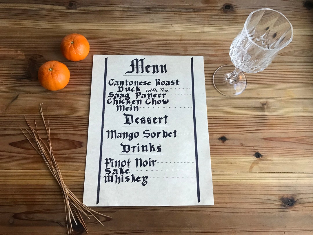 Calligraphy Menu - Etsy