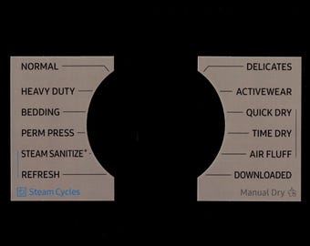 Samsung Model DVE45B6300C & DVG45B6300C Dryer Sticker Label / Decal  - for Control Panel - Waterproof