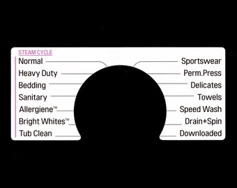 LG Model WM3800HWA & WM3900HWA Washer Sticker Label / Decal  - for center Control Panel - Waterproof