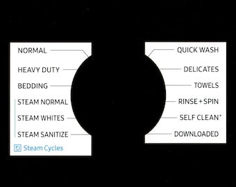 Samsung Model WF50BG8300AE Washer Sticker Labels / Decals  - for Control Panel - Waterproof