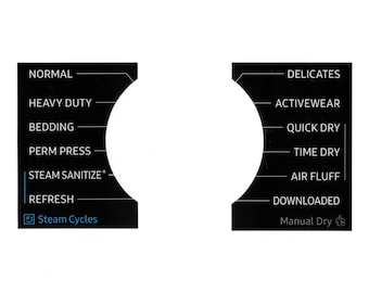 Samsung Model DVE45R6300V & DVG45R6300V Dryer Sticker Label / Decal  - for Control Panel - Waterproof