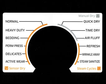 Samsung Model DV45K6200EW & DV45K6200GW Dryer Sticker Label / Decal  - for Control Panel - Waterproof