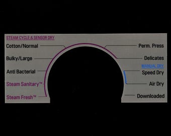 LG Model DLEX3370V & DLGX3371V Dryer Sticker Label / Decal  - for center Control Panel - Waterproof