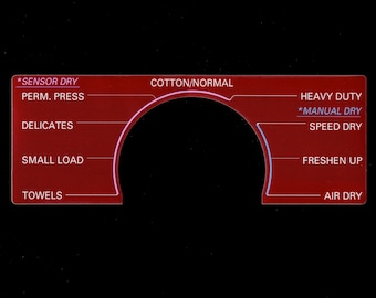 LG Model DLE2350R & DLG2351R Dryer Sticker Label / Decal  - for center Control Panel - Waterproof