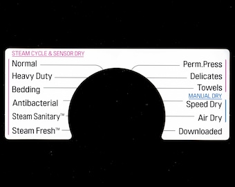 LG Model DLEX3700W & DLGX3701W Dryer Sticker Label / Decal  - for center Control Panel - Waterproof