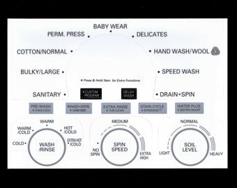 LG Model WM2301HW Washer Sticker Sheet Labels / Decals  - for entire Control Panel - Waterproof