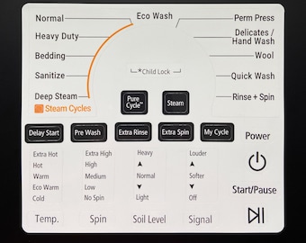Samsung Model WF45T6000AW Washer Sticker Sheet Labels / Decals | Etsy