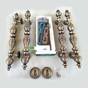 18.50 Inches Entrance Door Handle Mangosteen Model, Brass Door Pulls Handles, Antique Large Door Handle, Main Door Handle [DH071]