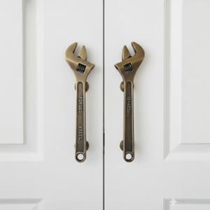 Antike Messing Schraubenschlüssel Türgriffe - 18 "industrielle Verstellbare Schraubenschlüssel Stil zieht - Einzigartige Steampunk Türbeschläge für die Werkstatt [DH0143]