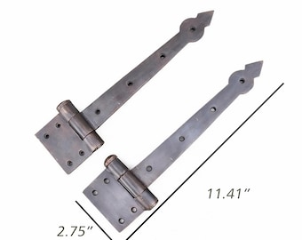 Antique Brass Strap Hinges, Tudor Rustic Gate Hardware, 11.4 Inch (Set of 2)