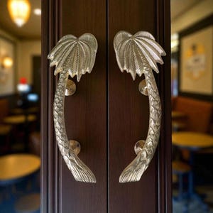 Door Handle Set - Antique Coconut Tree Brass Pulls, 15.74" Handles for Entryways & Cabinets, Perfect Gift for Home Decor Lovers