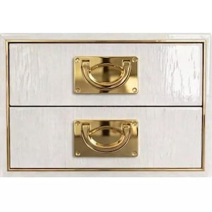 2 Pcs Solid Brass Flush Ring Pull Handles | Recessed Drawer Pulls | Antique, Gold & Brass Finish | Cabinet Hardware