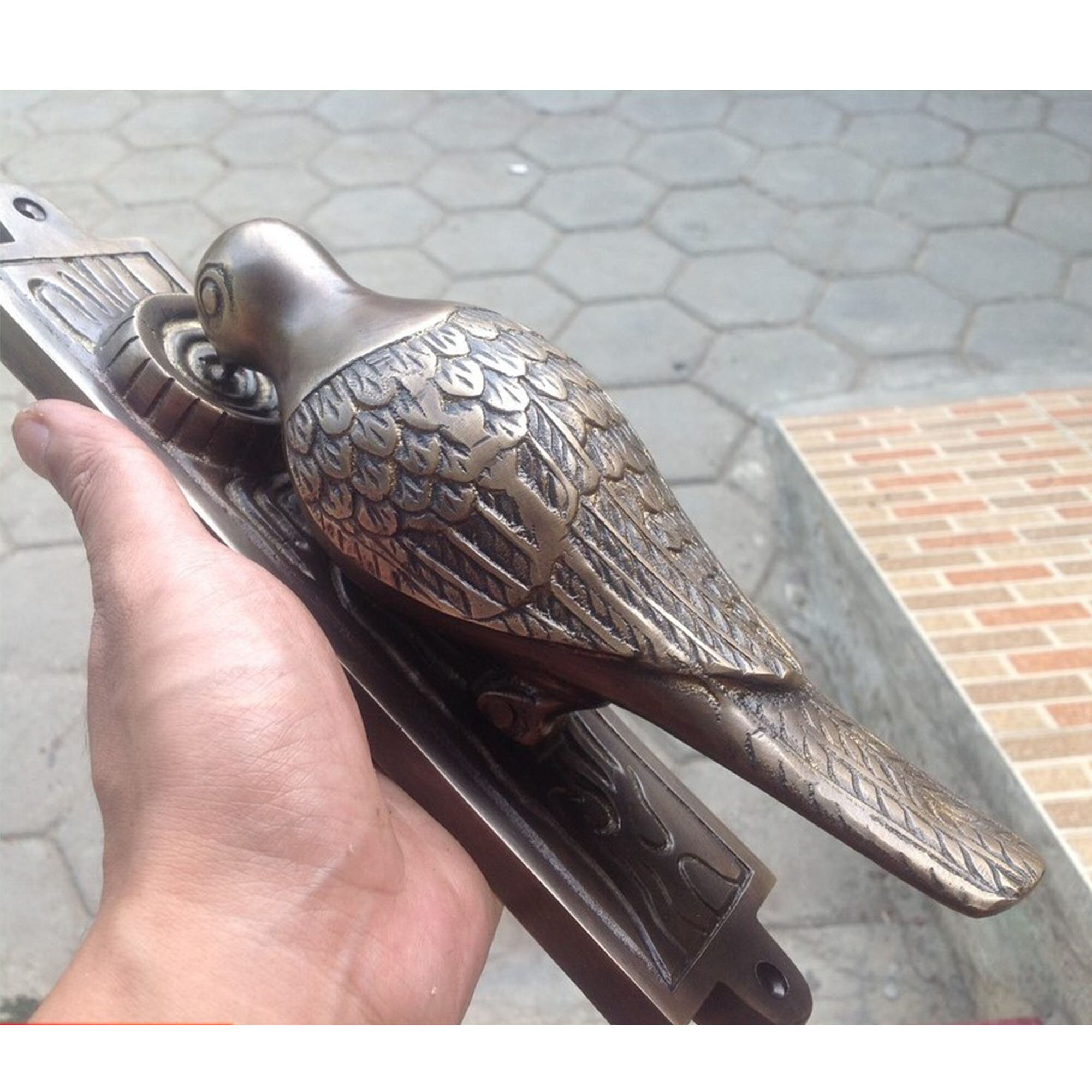 Vintage Solid Brass Detailed Woodpecker Door Knocker Bird Door Wreaths & Door Hangers Decor