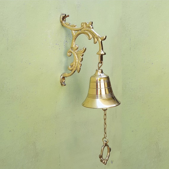 Vintage Doorbell Solid Brass Carving Stem Gold Color Iron Etsy