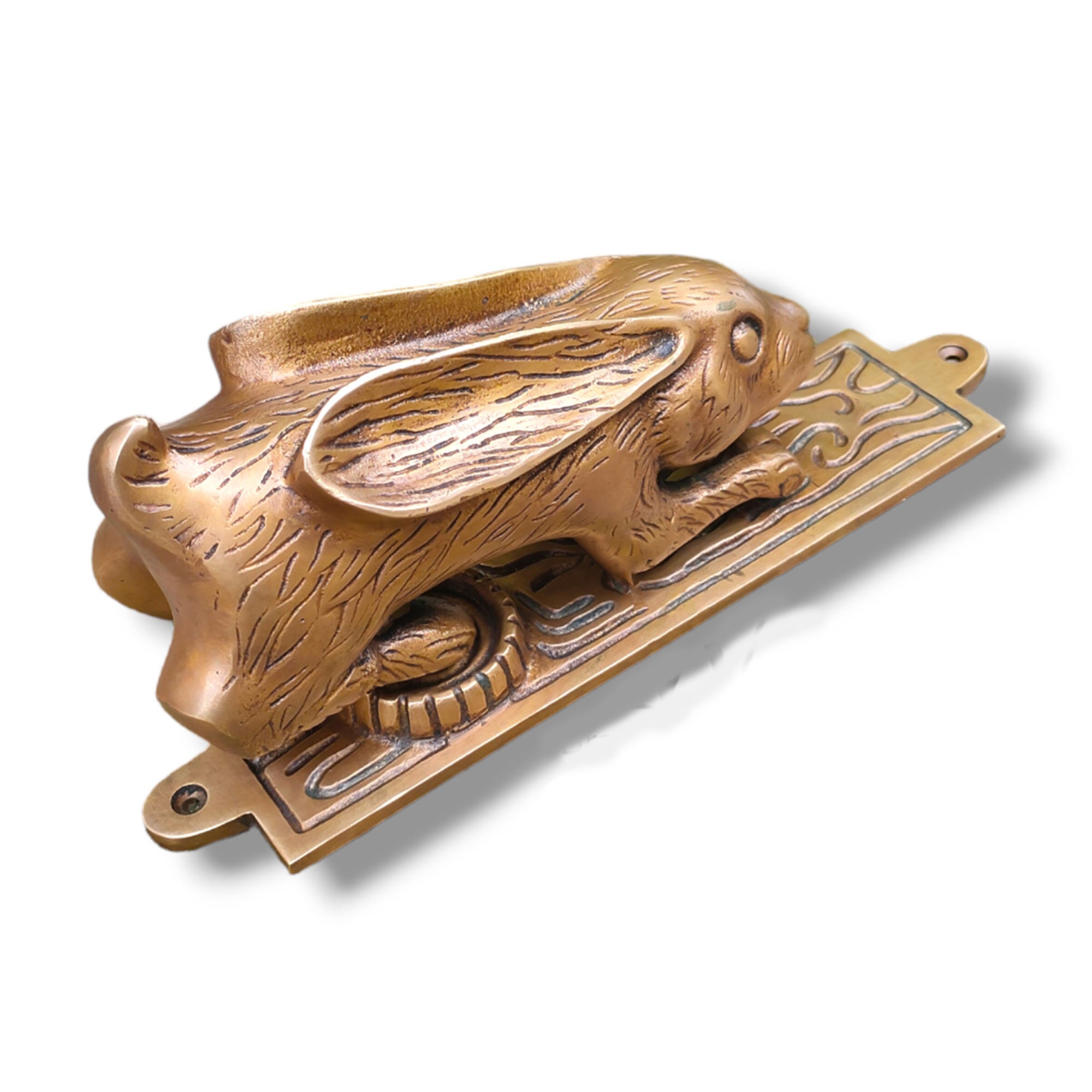 Rabbit Knocker Vintage Brass Rabbit Door Knocker - Antique Hare Door Handle - Solid ...