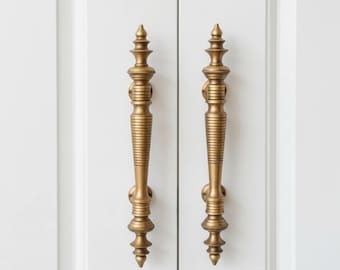 MINARET Brass Door Pull, Brass Door Handle, Antique Door Knob, Large Door Handle, Main Door Handle, Entry Door Handle 13.38 Inches [DH123]