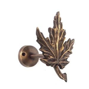 2 Stück Ahornblatt Vorhang Raffhalter Vorhanghaken Massiv Messing, dekorative Feststeller Vorhanghalter Ahornblatt Modell 10,5 cm [TB004]