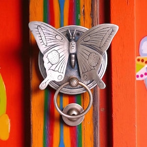 Deurklopper vlinder massief messing | 7,08" vintage tuinhuisje deurbeslag | Op de natuur geïnspireerde klopper [DH066]