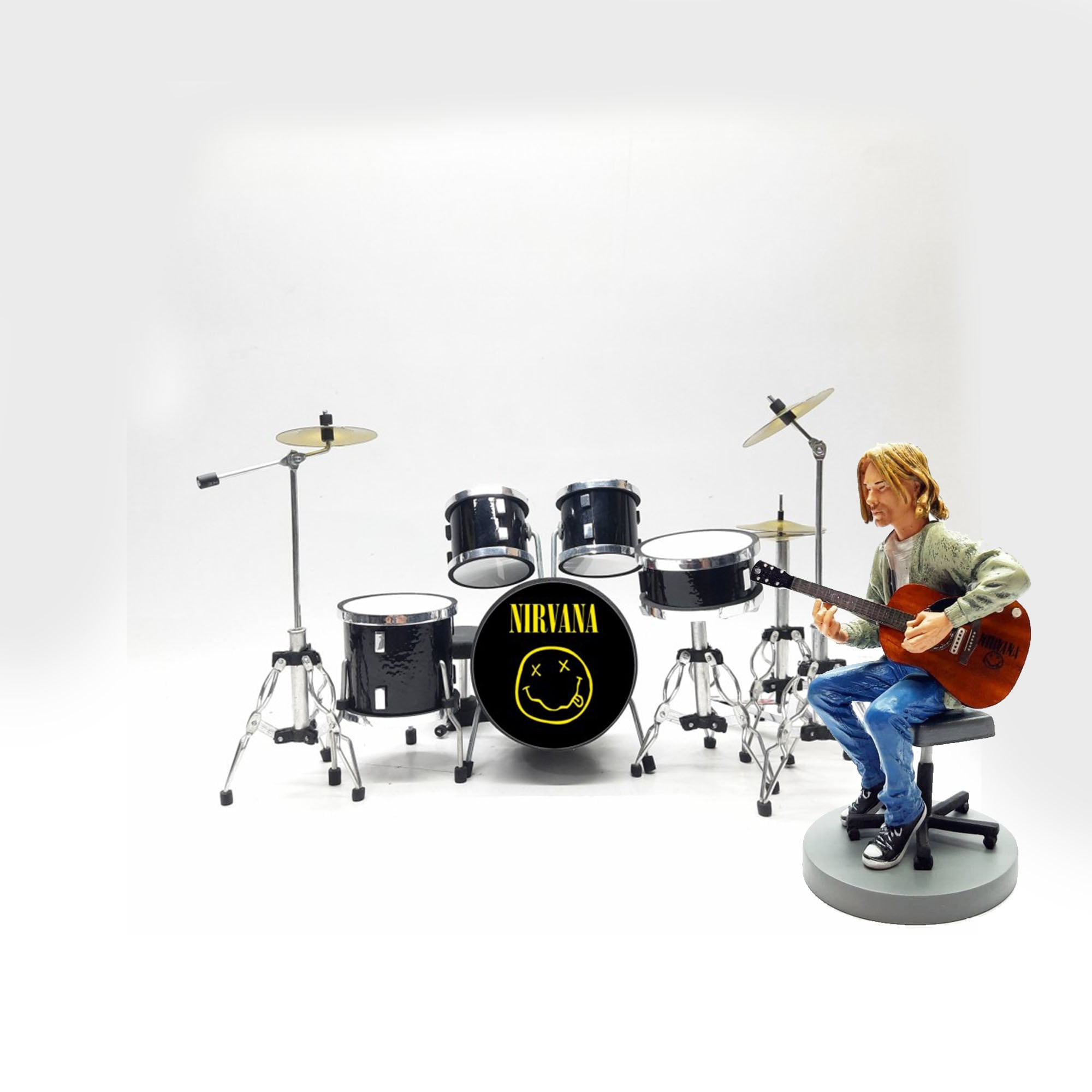 NIRVANA Set Drum and Guitars Miniature Musical Instruments